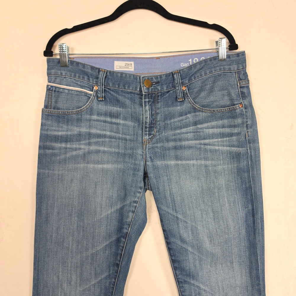 Gap Jeans Womens 29/8 Blue Boyfriend Distressed Denim Y2K Casual Classic Minimal - Picture 9 of 15
